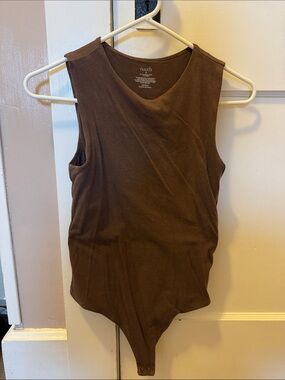 nuuds Brown Sleeveless Ribbed Bodysuit